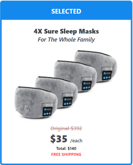 Sure Sleep Mask offer package price 